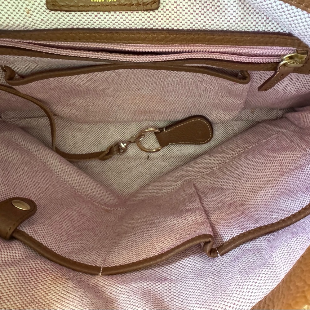 Dooney & Bourke Camel Tan Saddle Pebble Leather LOGO LOCK Hobo Shoulder Bag EUC! - Picture 10 of 11
